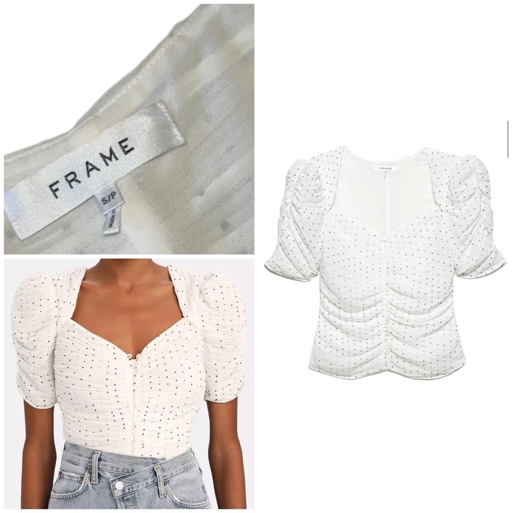 Frame Gathered Button Front Top | Small - image 1